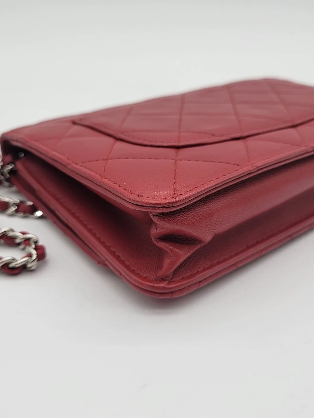 Chanel Red Quilted Leather Wallet-On-Chain (WOC)